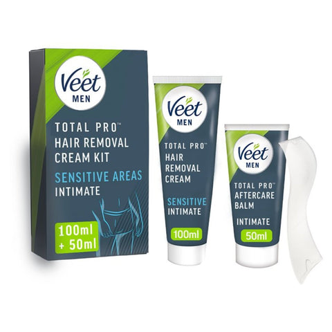 Veet Men Total Pro Intimate Hair Removal Cream Kit 150ml- scruffy/damaged box and taped