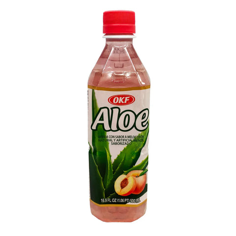 OKF Aloe Peach Flavor Drink 500ml, best before 04/25 (Ref TG6-5)