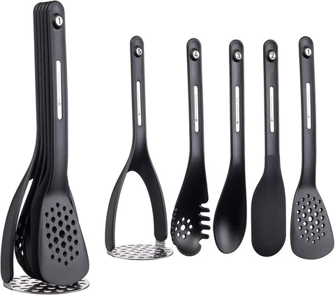 MasterClass Smart Space Nesting Magnetic Plastic / Silicone Kitchen Utensil Set, 9 x 9 x 30 cm- Black- new but only 4 pcs, no 2 missing-turner open scruffy box