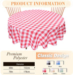 Kesfey Red Gingham Round Tablecloths Polyester 152cm Diameter- new but scruffy packaging