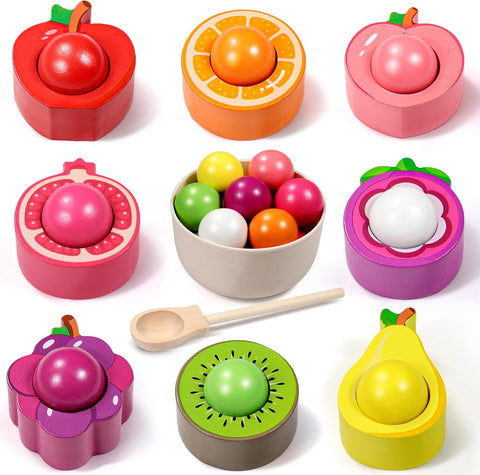 Seagoal Montessori Wooden Fruits Toys Set, New, original, scruffy box