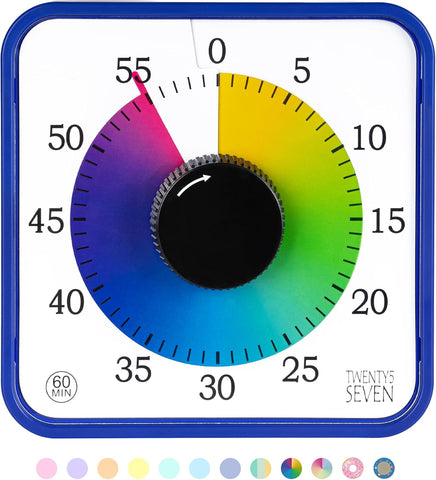 Visual Timer 7.5 inch, 60 Minute 1 Hour Countdown Timer for Kids-Colorful and Navy Blue- new but open/scruffy box