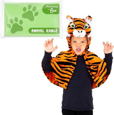 PRETEND TO BEE Tiger Cape Dress Up Costume, one size, New but scruffy bag