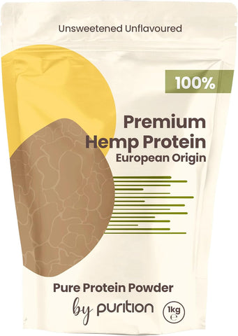 Purition Natural 100% Hemp Protein Powde  1KG (40 Servings), best before 17/04/24
