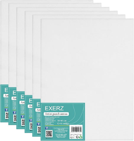 Exerz 30x40cm Canvas Panels 3mm 6pcs, condition new but stains on top panel