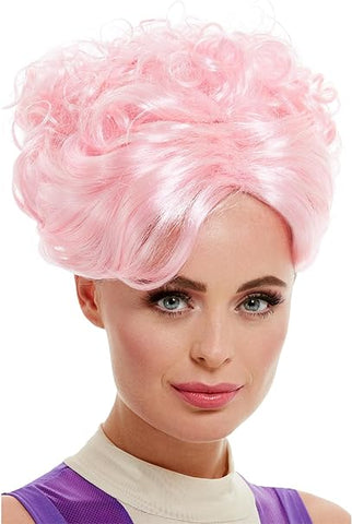 Smiffys Trapeze Artist Wig, Pink with Curls, New but open, scruffy box