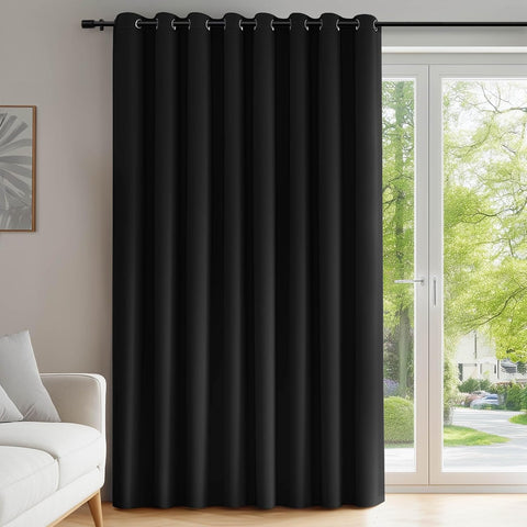 Deconovo Curtain Thermal Insulated Eyelet Blackout 100 x 84 Inch Black 1 Panel- new but no original packaging