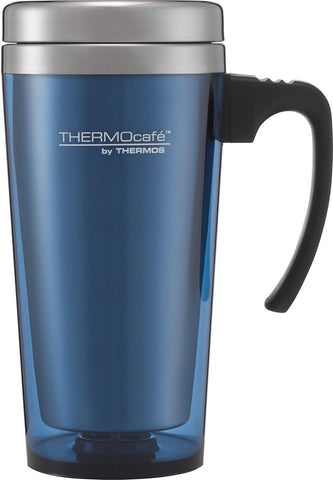 ThermoCafé by Thermos, Plastic Translucent Travel Mug, Blue, 420 ml- Used very good few marks around