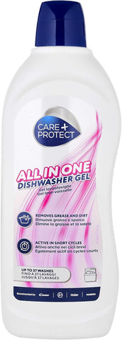 Care+Protect Dishwasher Gel All in One, Up to 37 Washes, 750ml, slightly dirty bottle