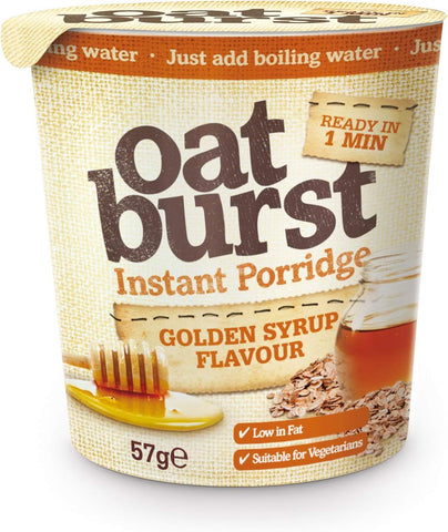 Oatburst Golden Syrup Instant Porridge Pots, 57g, best before 03/26, packaging may come dented