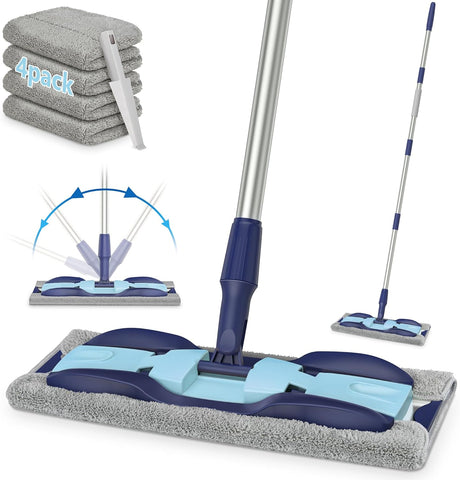 Microfibre Mops for Floor Cleaning - MEXERRIS Hardwood Floor Mop Dust Mop with 4 Mop Pads- new but open/scruffy box