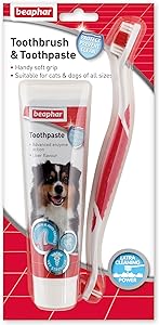 Beaphar | Toothbrush & Toothpaste Kit | For Dogs & Cats, 100g Tube, expiry 27/08/26, damaged pack, sealed (Ref T9-2)