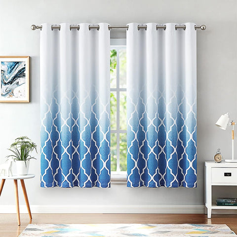 Beauoop Blue Ombre Blackout Curtains-  72 Inch Drop - 2 Panel Sets- new but missing original packaging