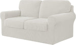 CHUN YI 5 Piece Stretch Sofa Cover, 2 Seater (Cream) condition new, open, scruffy bag