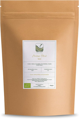 Valley of Tea Anise Star Seed Organic Tea - Staranise or Illicium Verum 100g- best before 12/27- dirty pack