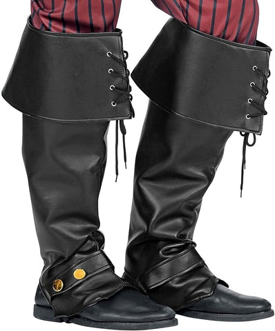 WIDMANN Faux Leather Boot Covers, Adult, New, broken packaging, some marks from folding