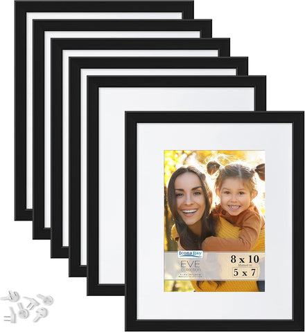 Icona Bay 10x8 Picture Frames (Black, 6 Pack), New but open, scruffy box