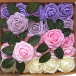 LUSSO LIA 25 pcs Decorative Artificial Flower Foam Roses, condition new, broken/open box