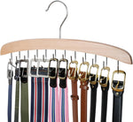 ManGotree Belt Hanger for Closet, Wooden Belt Holder with 12 Swivel Hooks, new, open/scruffy box