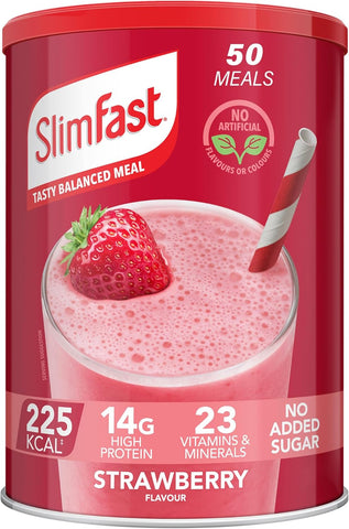 SlimFast Strawberry Flavour, 50 Servings, 1.825 kg best before 7/25 slight rip on the label