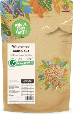 Wholefood Earth Wholemeal Cous Cous 2 kg, best before 10/09/24