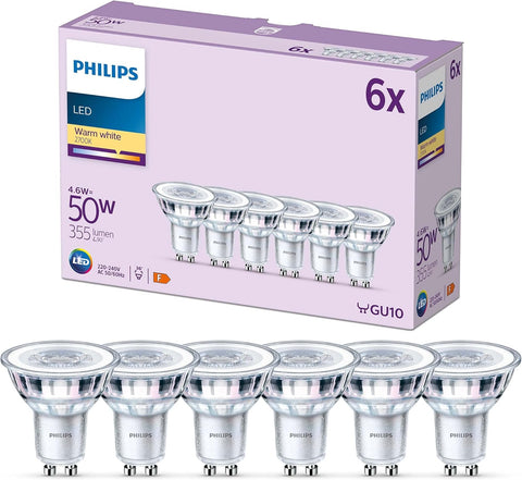 PHILIPS LED Classic Spot Light Bulb 6 Pack, Warm White, 50W, condition new, open, scruffy box