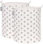 Sea Team 19.7 Inch Large Sized Cotton Fabric Folding Laundry Stylish Grey Stars Design 2PCS- new but scruffy packaging