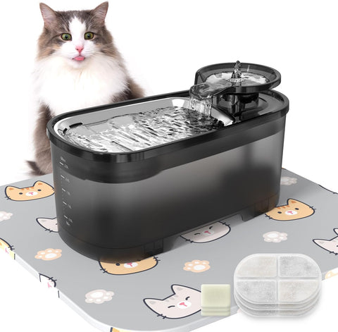 VEGREM Cat Water Fountain 2.5L, Silent Cat Fountain with Activated Carbon Filter, new, open/scruffy box