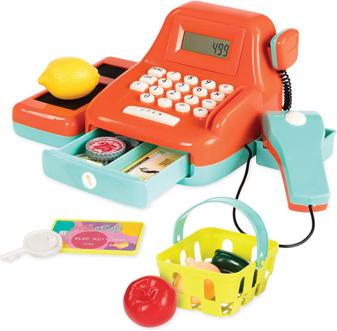 Battat Interactive Kids Cash Register, New but no cash, card or key, damaged box