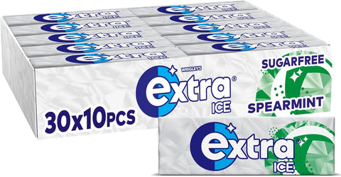 wrigleys Extra Chewing Gum,  Ice Spearmint Flavour,  30 Packs of 10 Pieces , best before 2/25