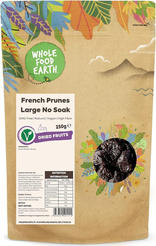 Wholefood Earth French Prunes Large No Soak 250 g- best before 16/07/24
