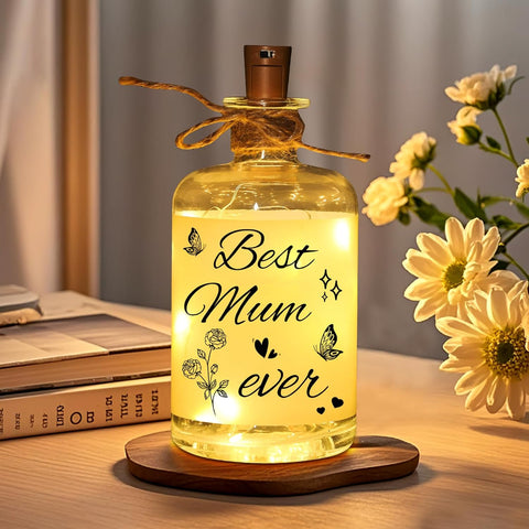 Linkax Birthday Gifts for Mum LED Bottle Decorative Light with Saying Best Mum Ever, new but open/scruffy box, tested