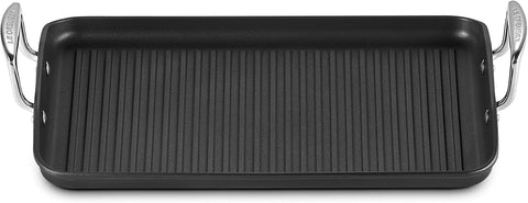 Le Creuset Toughened Non-Stick Ribbed Rectangular Grill, 35 cm, 52107350010101, Black- new