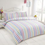 Rapport home Brushed Cotton Multicolour Candy Striped Double Bedding Set- new but open/scruffy packaging