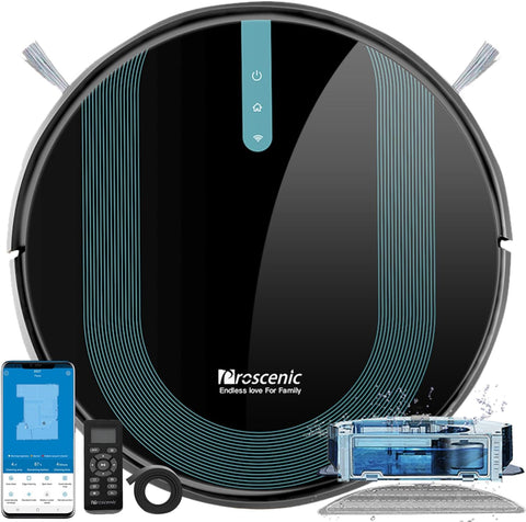 Proscenic 850T Robot Vacuum Cleaner with Mop, Black, used- very good, tested, open, scruffy box