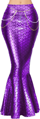 Spooktacular Creations Adult Shiny Mermaid Skirt Costume, Purple, size S, New, no original packaging