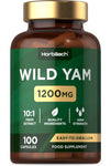 Horbaach Wild Yam Capsules 1200mg 100 Capsules, best before 07/27, scruffy packaging