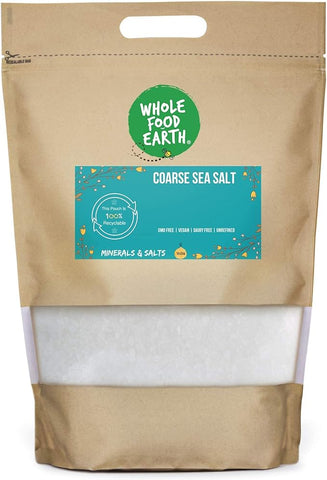 Wholefood Earth Coarse Sea Salt 3 kg | GMO Free | Additive Free- best before 27/10/24- damaged pack and taped- (Ref E228)