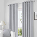 RayyanLinen Blackout Thermal Eyelet Curtains Including 2 free Tiebacks (GREY SILVER, Width 66" x Drop 54")- new but scruffy packaging
