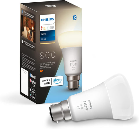 Philips Hue White LED Smart Light Bulb 1 Pack [B22 Bayonet Cap] Warm White- new but open box