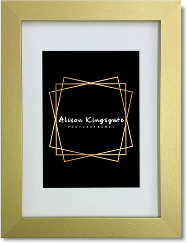 Alison Kingsgate Gold A4 Frame With Mount For A5 Size (14.8 x 21cm), new but 1 edge is slightly damaged