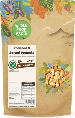 Wholefood Earth Roasted and Salted Peanuts 500 g- best before 08/24