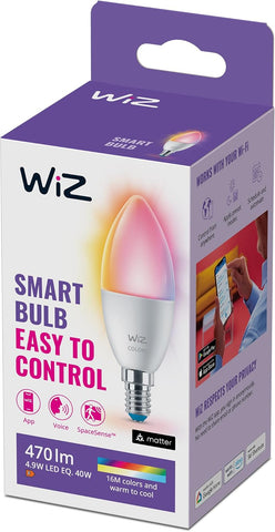 WiZ Smart Colour & White Candle Light Bulb, E14, 40W new