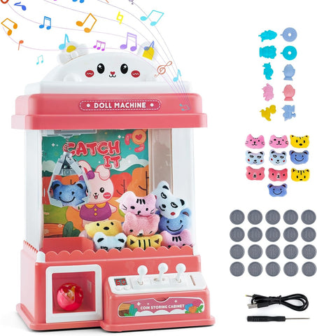 Claw Machine for Kids, New but has a crack in top of plastic, does not affect use, tested, open, scruffy box