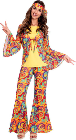Hippie women's costume for adults (UK 16-18), New but scruffy packaging