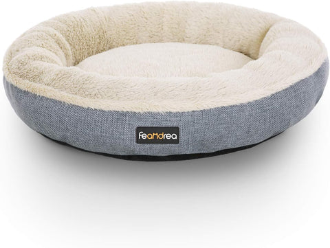 Feandrea Dog Bed, Round, 50 cm Dia, Grey