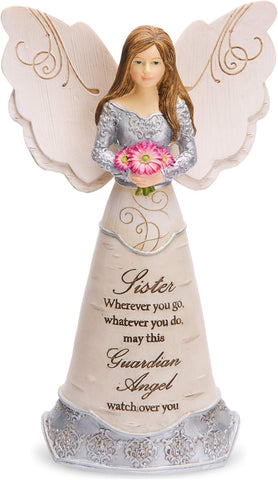 Pavilion Gift Company Elements Sister Guardian Angel Figurine, 6", Pink, New but tatty box
