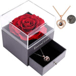 Tiaronics Real Preserved Rose - Eternal Rose Gift Box with Love You Necklace new but open box