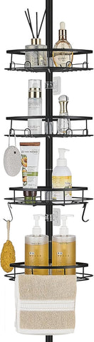 DUFU Black Corner Shower Caddy with 4 Bathroom Baskets, New but open, scruffy box, all complete