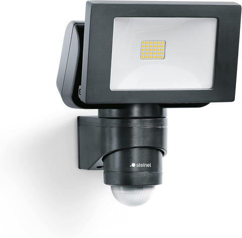 STEINEL LED Floodlight FL 1400 S Black,  Motion Sensor, 10 m Reach, , 4000 K, used-good condition , sensor cover missing , open box .